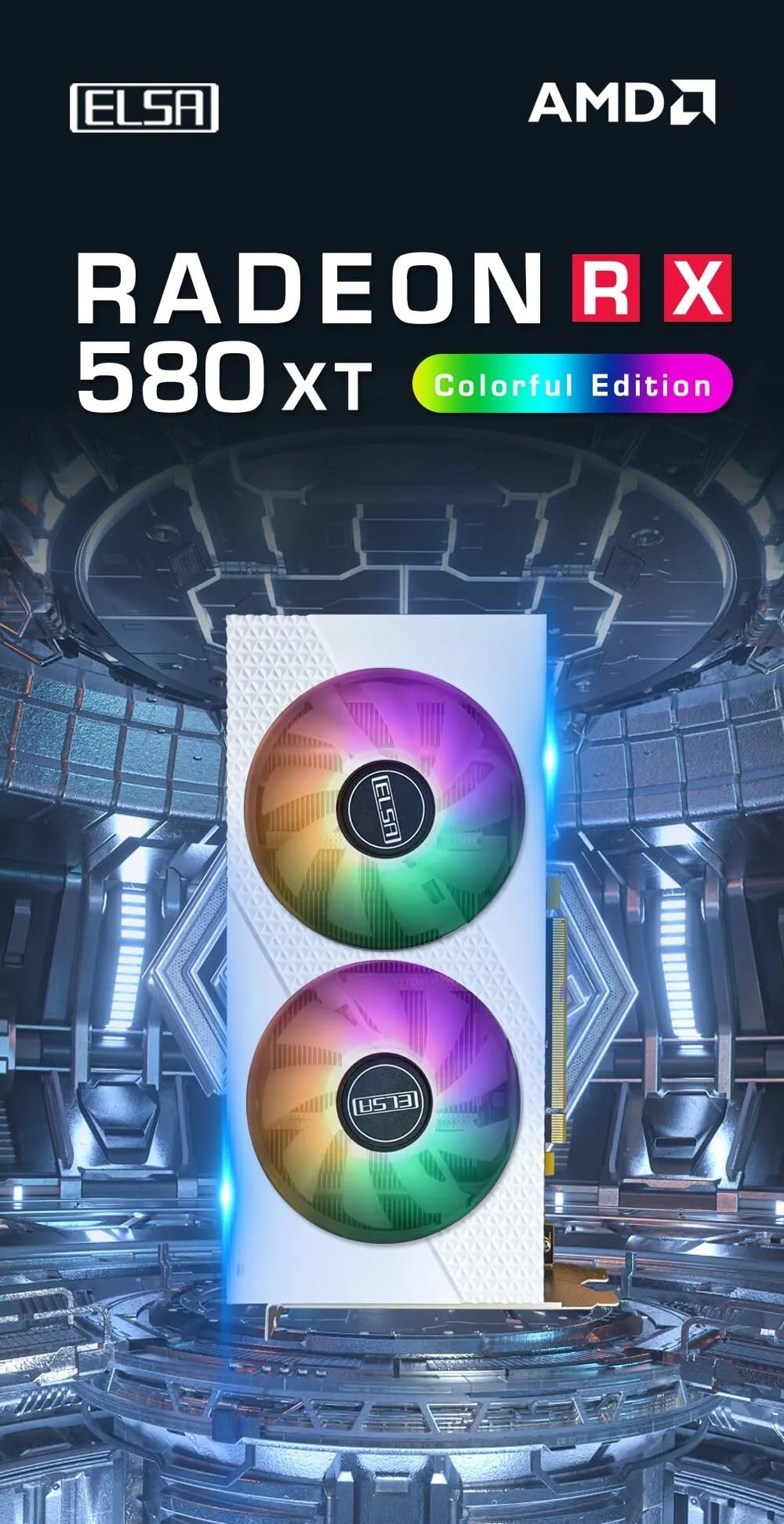 Elsa AMD RX 580 8GB GDDR5 256-bit GPU White RGB Desktop Computer