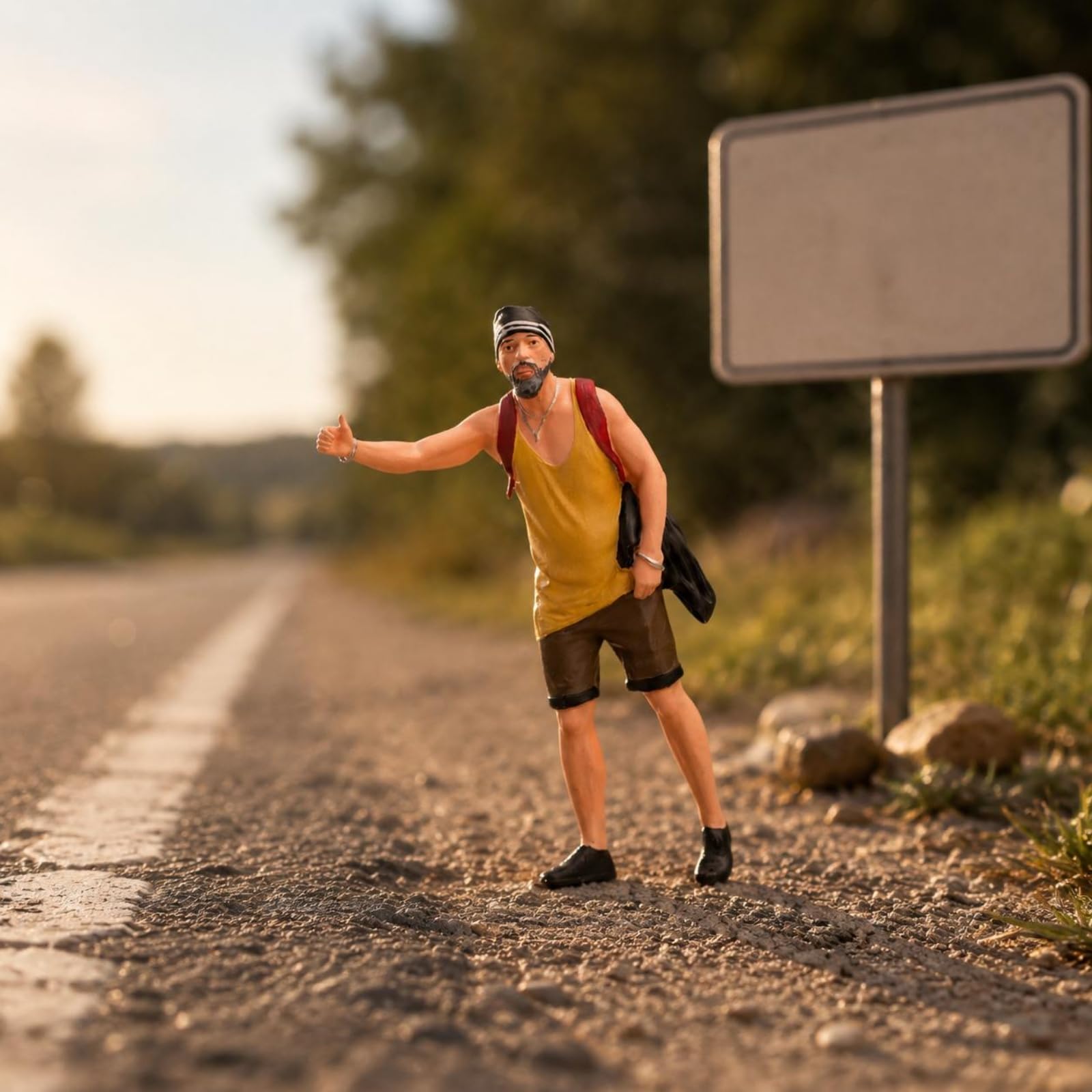 Figur mit Rucksack realistische Details Diorama Figur detailreich miniaturleute für Szene Display, 1/24 Fein Bemalt Mit Gesichtszügen