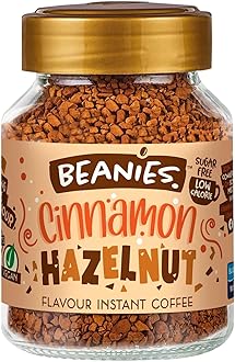 Beanies Flavour Instant Coffee - Cinnamon Hazelnut Instant Flavored Coffee - An Indulgent Sugar Free Taste Explosion - Low Calorie - Vegan & Gluten Free - Wheat & Dairy Free, 50g jar