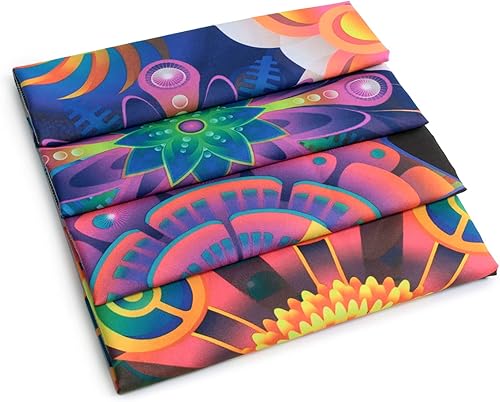 Miniatura 7 de Miytal Tapiz bohemio de luz negra con diseño de mandala colorido, para colgar en la pared, diseño de lunares, hippie y trippy para dormitorio, sala