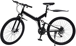 26 Zoll Mountainbike mit Vollfederung Fahrrad Klapprad 21-Gang -Schaltung Faltbares MTB Fahrrad mit Stoßdämpfende Scheibenbremse Fully MTB für Damen & Herren, Jungen, Mädchen