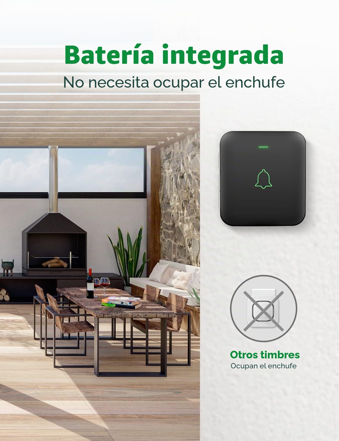 AVANTEK Waterpoof Timbre de puerta inalámbrico, funciona con pilas, funciona a 1000 pies, kit de timbre portátil con 52 melodías, 5 niveles de volumen y sonido de calidad de CD