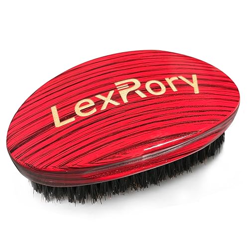 Cepillo ondulado curvado para hombres 360, cepillos de pelo de palma duro medio con cerdas de jabalí para ondular el cabello negro para crear 360