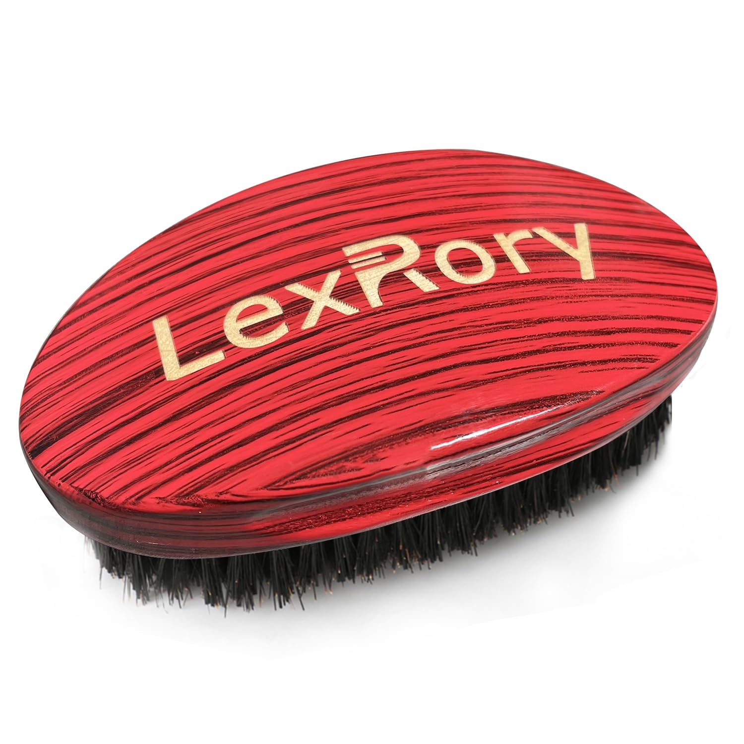 Curved Wave Brush for Men 360, Medium Hard Palm Hair Brushes with Boar Bristles for Black Hair Wavers to Creating 360 Waves (Red)