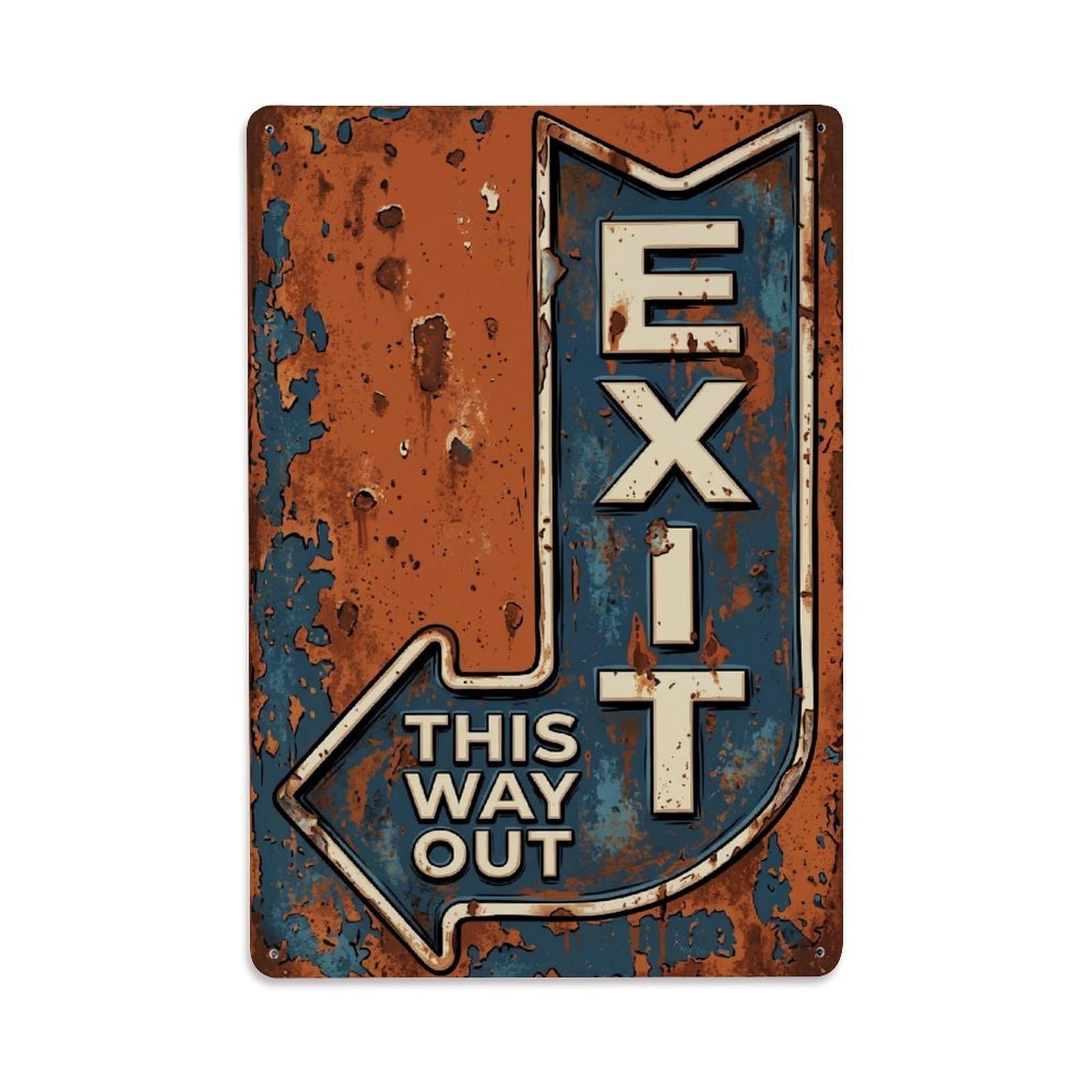 Exit This Way Out Route Finder Vintage Metal Tin Sign Plaque Wall Decor for Cafe, Club, Garden Metal Poster 8x12Inch