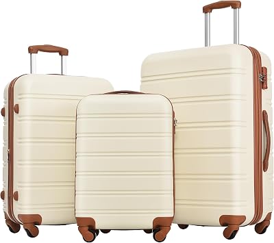 Luggage Sets 3 Piece, Hardside Expandable Suitcase Set with TSA Lock & Spinner Wheels, Lightweight Luggage 20+24+28 inch, Antique White
