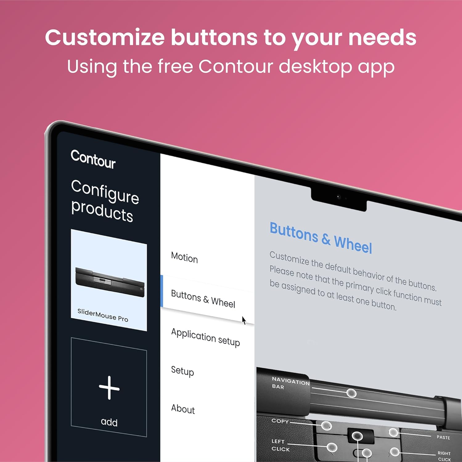 Screenshot of the Contour desktop app for customizing mouse buttons