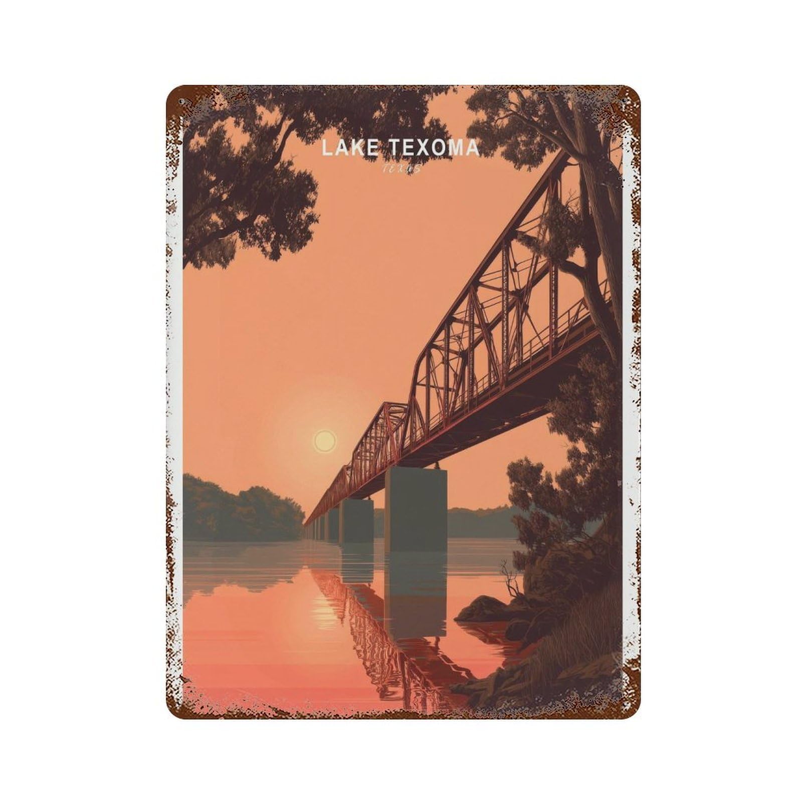 xiaoxiaoshen Lake Texoma Texas Travel Landscape Wall Decor Art Metal Tin Poster Modern Home Decor Art Home Bar Shop Decorations Vintage Sign 40x30cm