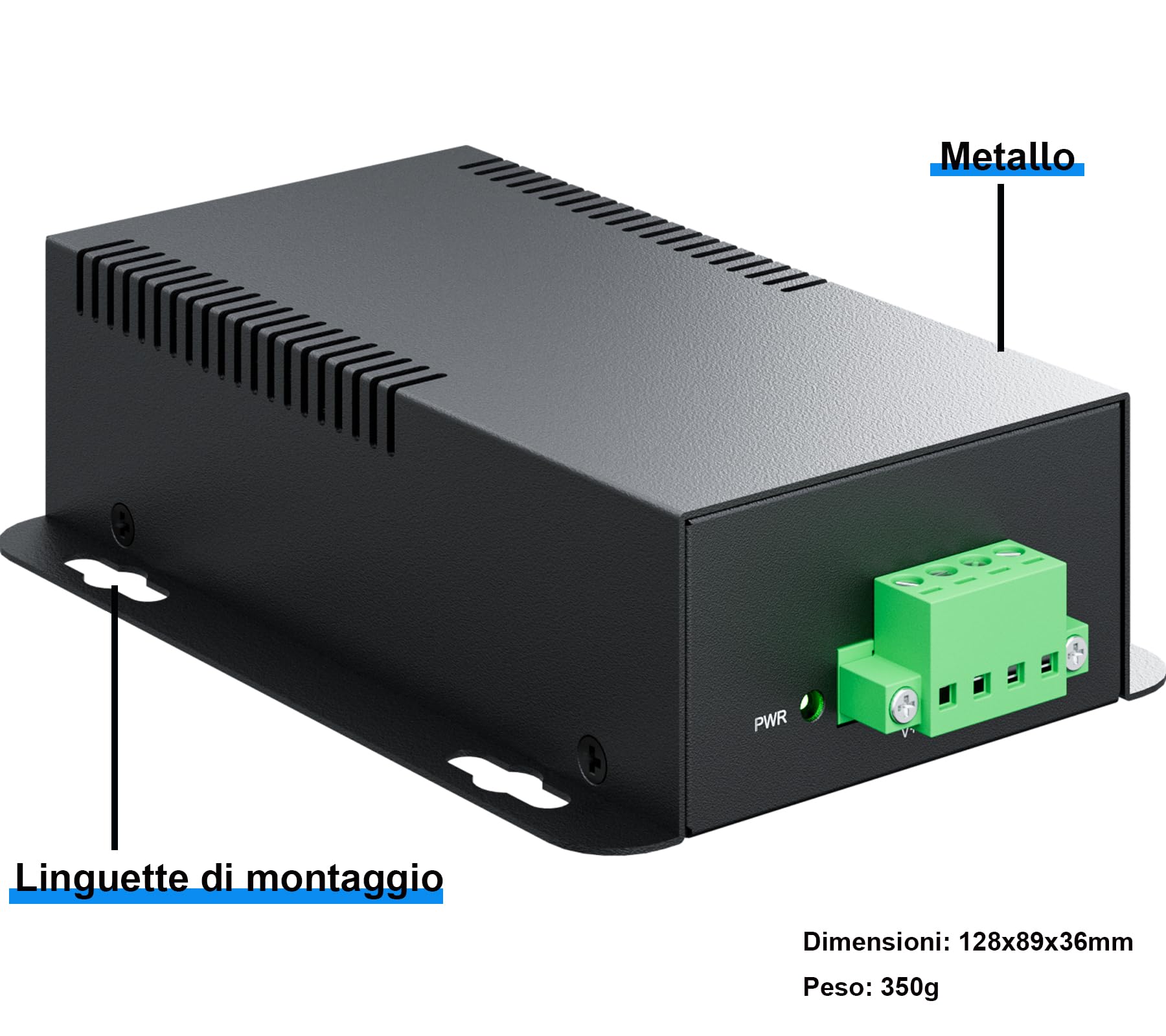 PROCET Gigabit PoE Splitter Adattatore 12V/5.95A 71.4W 802.3BT PoE Network e elettrica Ethernet splitter per non-PoE alta potenza stazioni base, ADSL Modem, telecamere di rete, PT-PD208GBH-12
