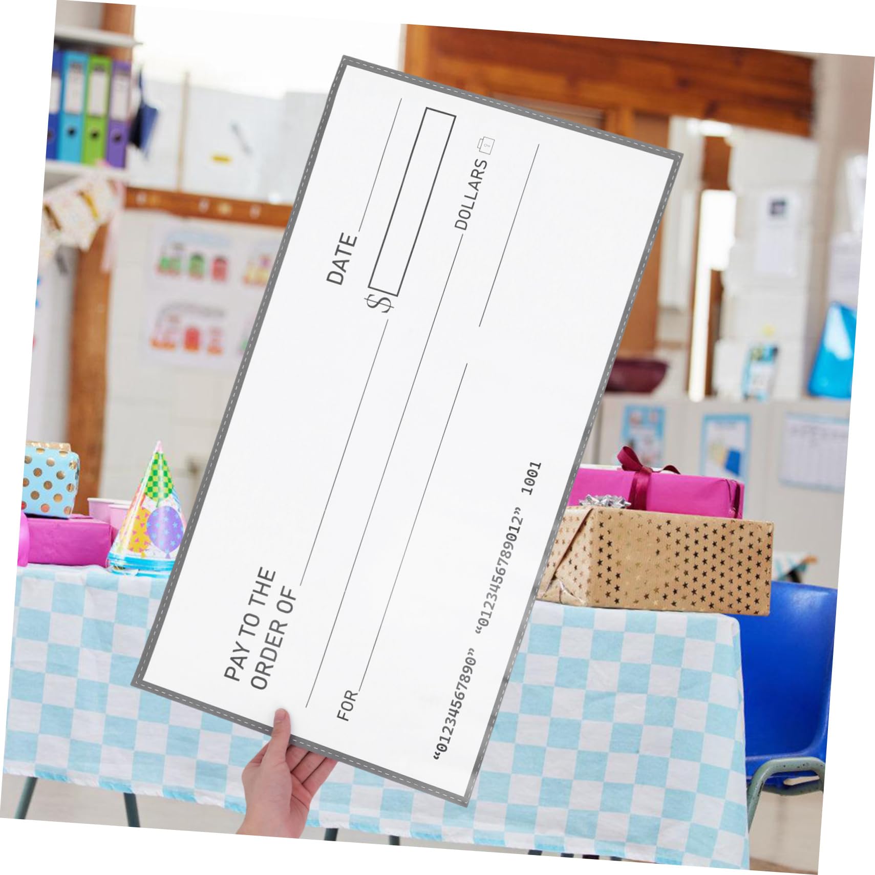 Uonlytech Faux Chèque Gros Chèques De Présentation Chèque Géant Gros Chèques Pour Les Présentations Panneau Effaçable à Sec Réutilisable Chèque Surdimensionné Papier Couché 300g Blanche