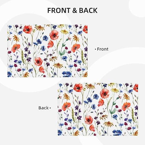 Miniatura 3 de Manteles individuales de lino sintético de doble capa con flores de acuarela antideslizantes y resistentes al calor para el hogar, restaurante,