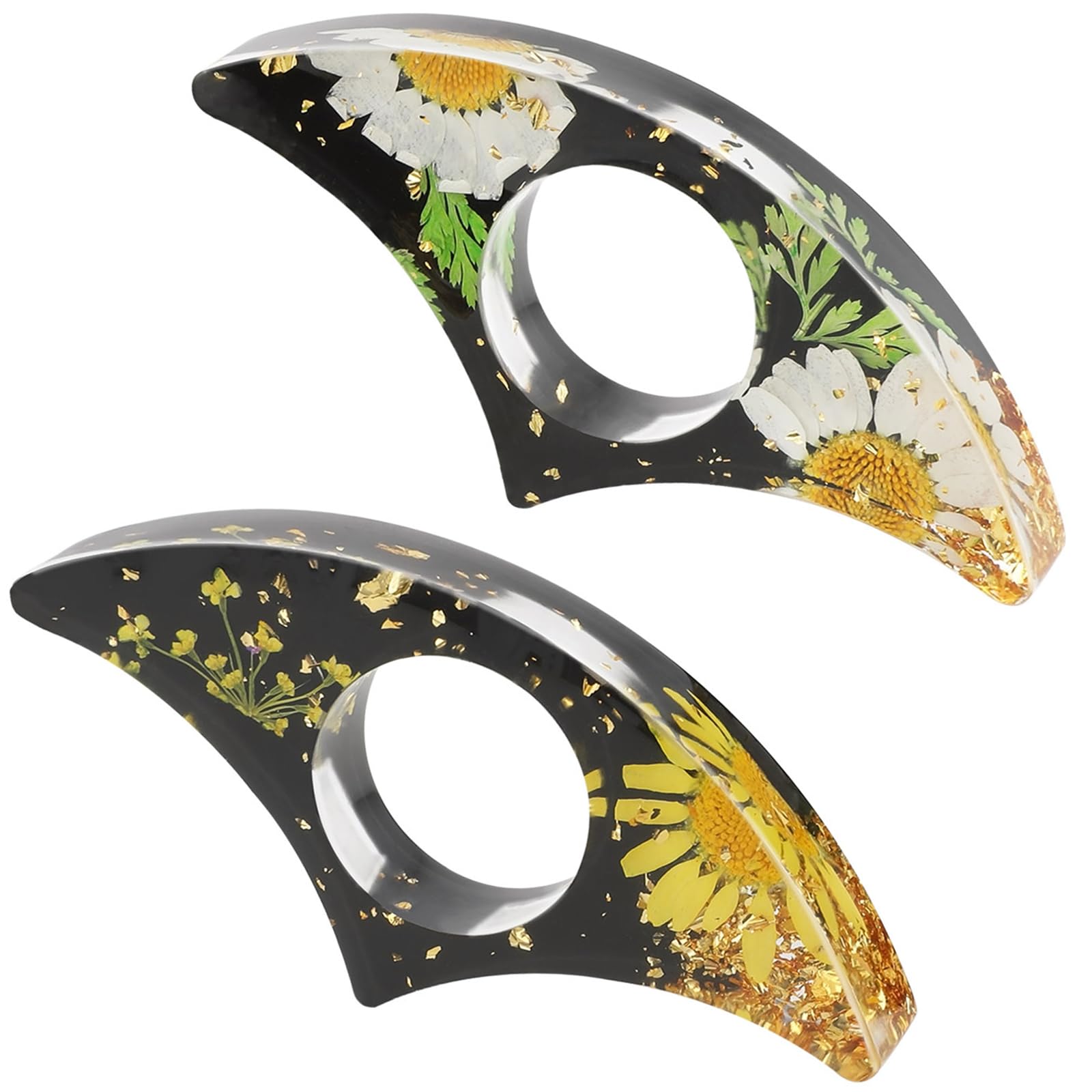 TIESOME Soporte para libros de flores secas, 2 piezas hechas a mano con flores reales para pulgar, marcapáginas de resina, accesorios de lectura, abridor de libros, marcapáginas florales para