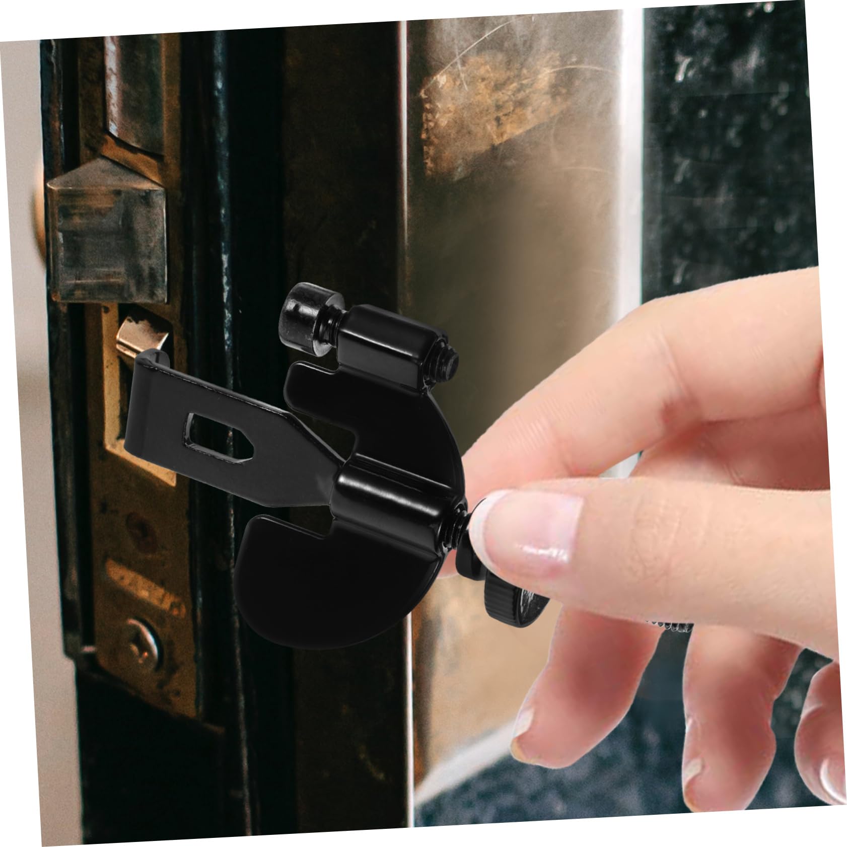 Angoily 4 Stück portable door lock travel door lock reisetürschloß Türsicherheit verriegeln intelligentes Türschloss Türklingel Türstopper tragbares Hoteltürschloss Metall Black