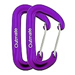 Outmate 12kN 3.2x2 Heavy-Duty Carabiner Clips - Durable, Lightweight Aluminum Alloy Carabiners for Hiking, Camping, Keychains, Dog Leashes, Hammocks & More(Wire gate,2 Purple)