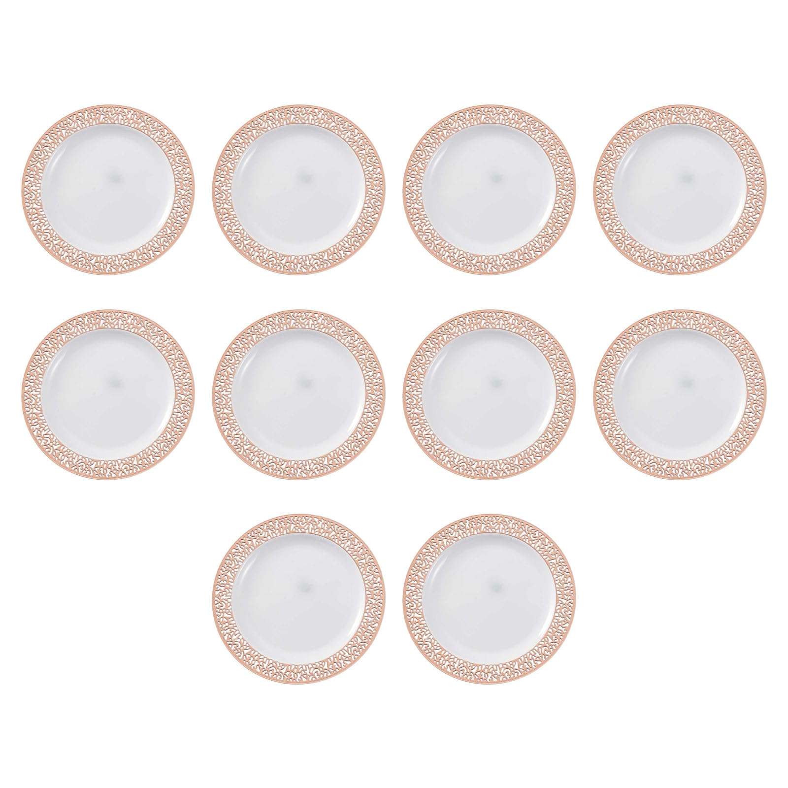 Tfaoys Rose Gold 10 Beautiful Buffet Plates Premium With Gilded Rim And Intricate Latticework Design Household Serving Trays Celebratory Celebration Dishes