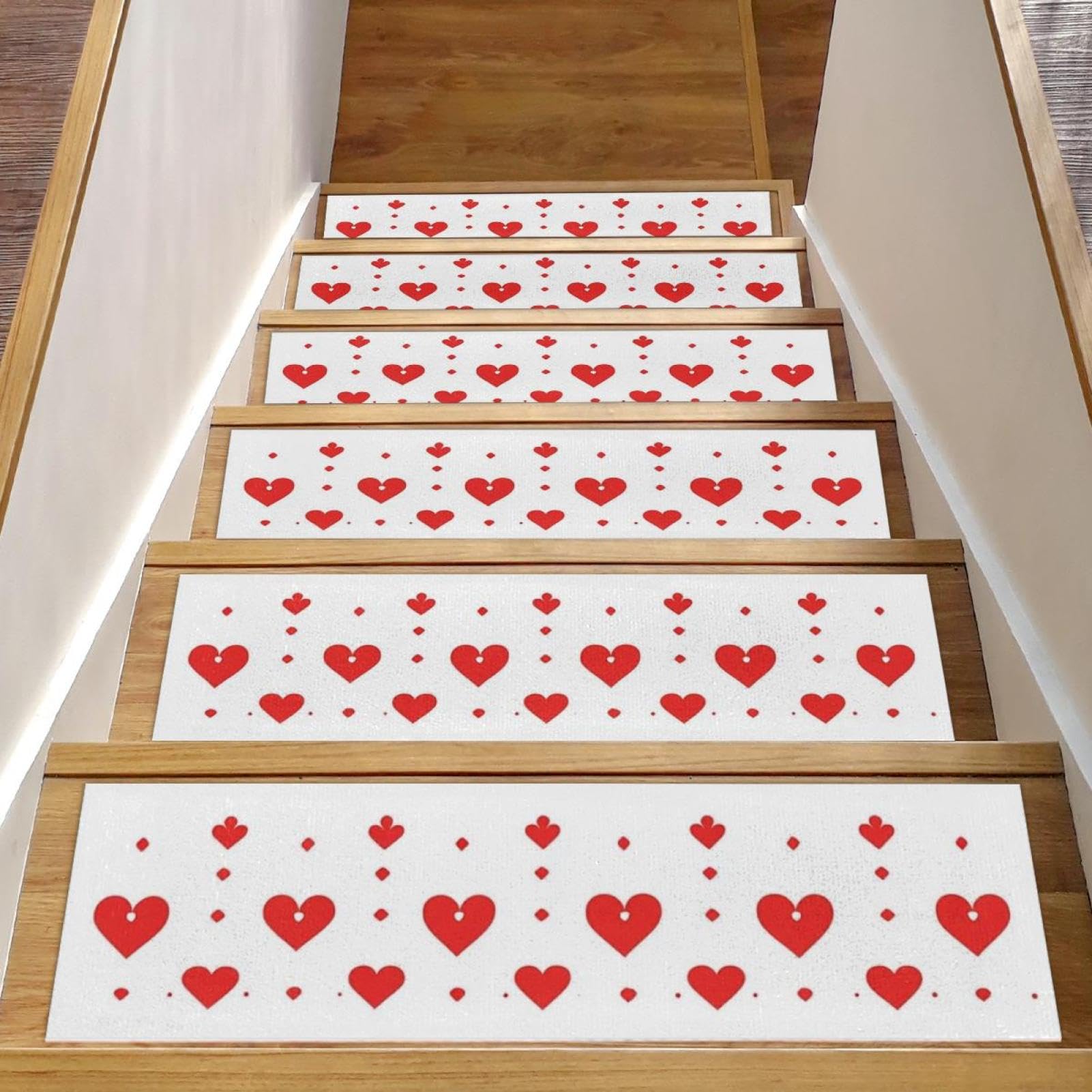 Alfombras para escalones CHENZZZZ con diseño geométrico y corazones textil lavable de calidad