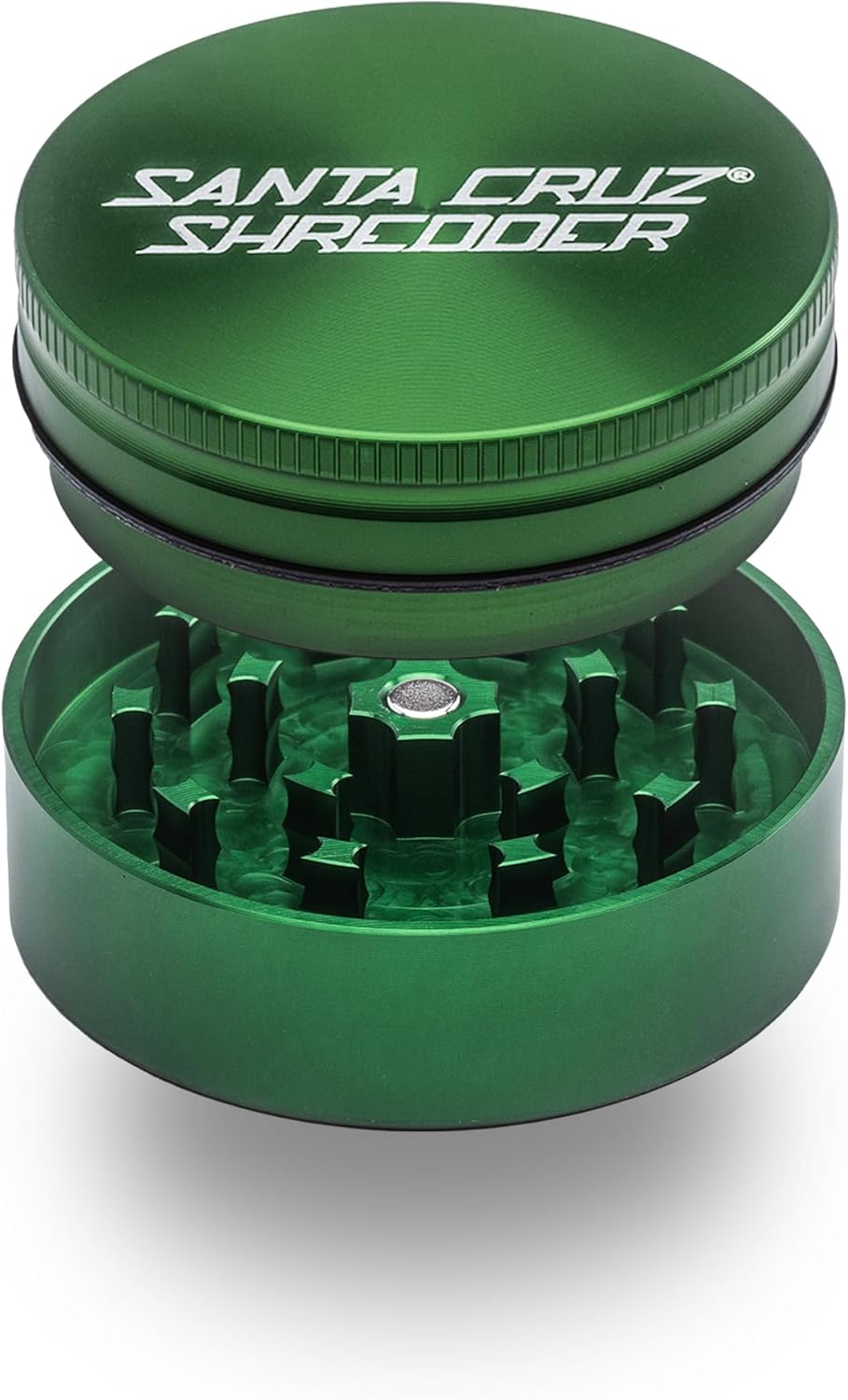 Santa Cruz Shredder Metal Herb Grinder Knurled Top for Stronger Grip 2-Piece 2.2" (Green)