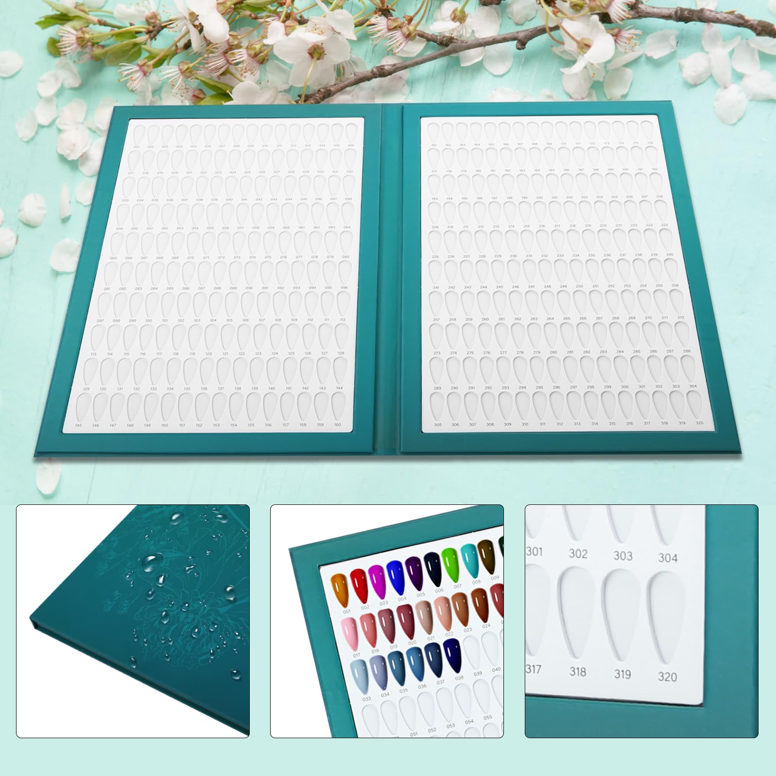 320 esmaltes de uñas, profesional para el color de las uñas, con 480 puntas de uñas y pegatinas de 1 a 400 números, herramientas de salón para diseño de uñas (verde)