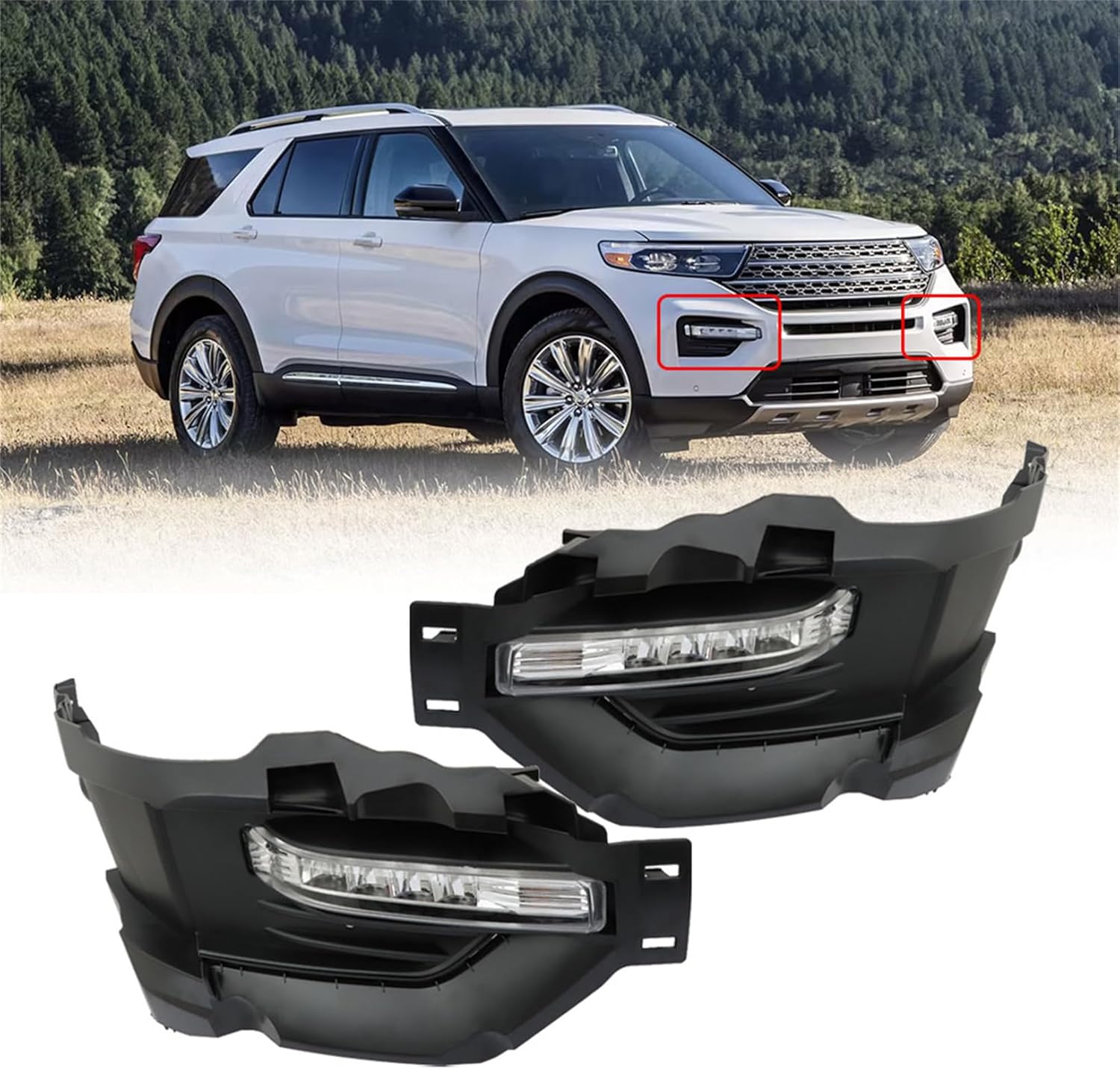LABLT Fog Light Lamp w/Bulb Replacement for Explorer 2020 2021 Trim Cover A Pair