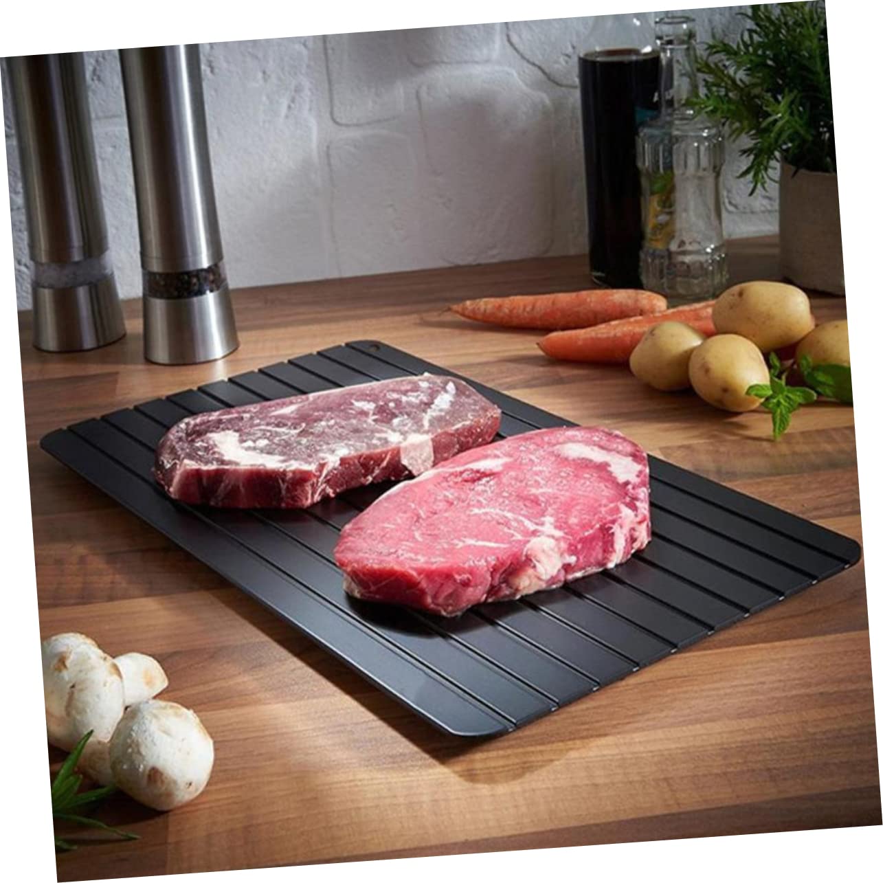 COLLBATH 3piezas Bandeja De Descongelación Rápida De Gruesa y Rápida Para Carne Pechugas De Pollo Chuletas De Cerdo Fácil De Limpiar y Usar