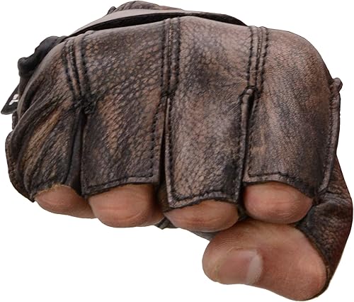 Miniatura 3 de Milwaukee Leather MG7561 - Guantes de mano de motocicleta para hombre, color marrón, de cuero, acolchados, sin dedos, hechos con piel desnuda