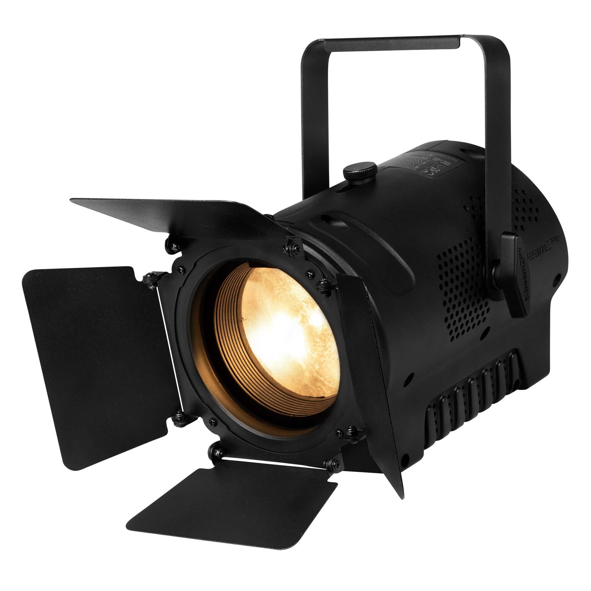 BeamZ Professional BTK050Z-3 Projecteur Fresnel LED 2x50W CW/WW - Zoom manuel, DMX XLR 3 broches, Idéal théâtre, studio, scènes, captation vidéo, éclairage d'accent