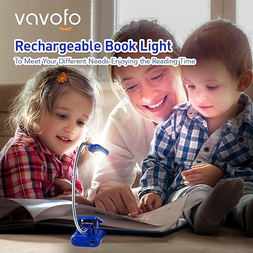 Miniatura 134 de VAVOFO Luz de lectura recargable con clip, 7 LED con 3 temperaturas de color, 9 niveles de brillo, luces de libro para leer en la cama con indicador
