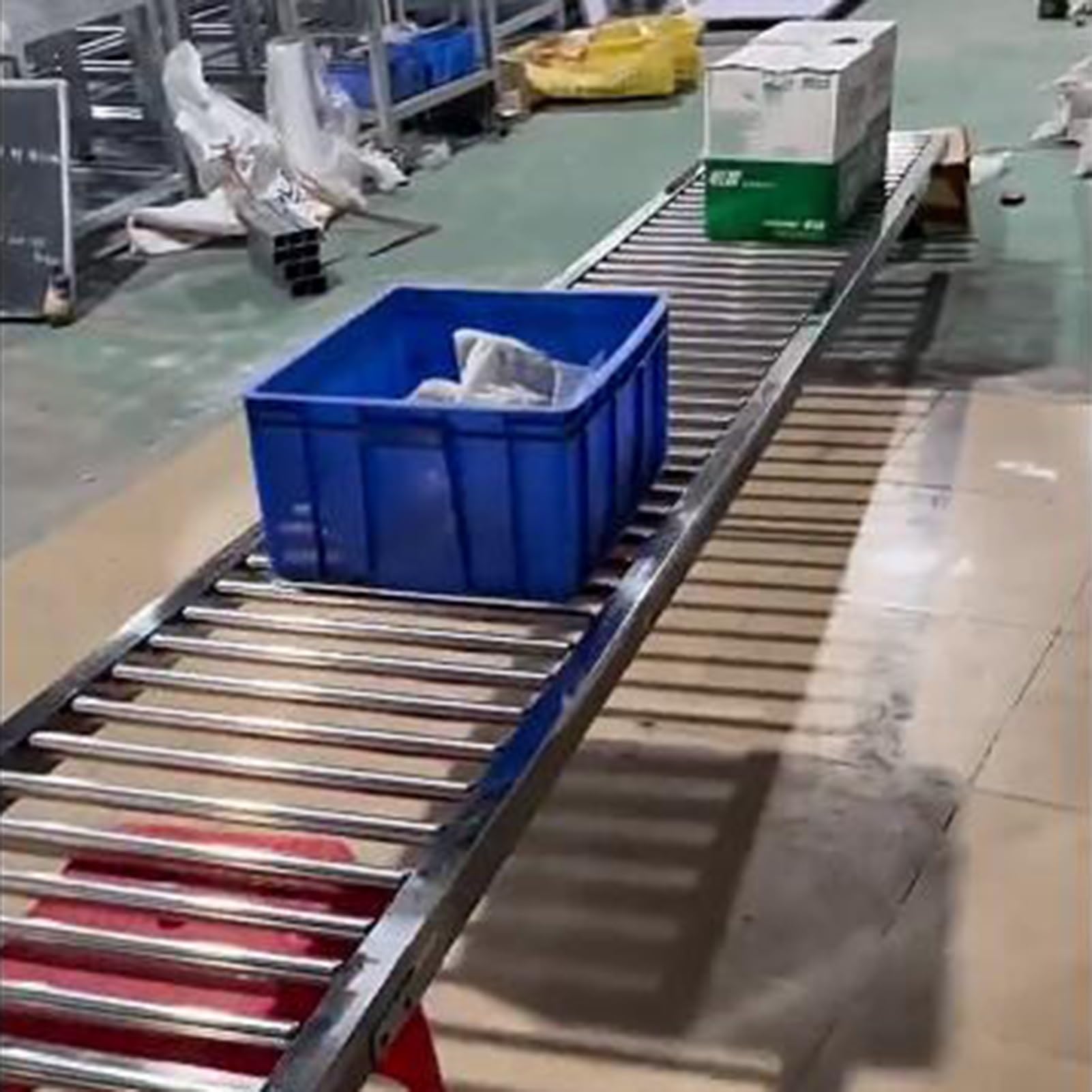 XPLKQXE Rulliera Nastro Trasportatore, Magazzini Trasportatore A gravità Leggero, Ruote per Pattini Non Motorizzate in Acciaio Inossidabile, Tavolo Trasportatore(50x200cm)