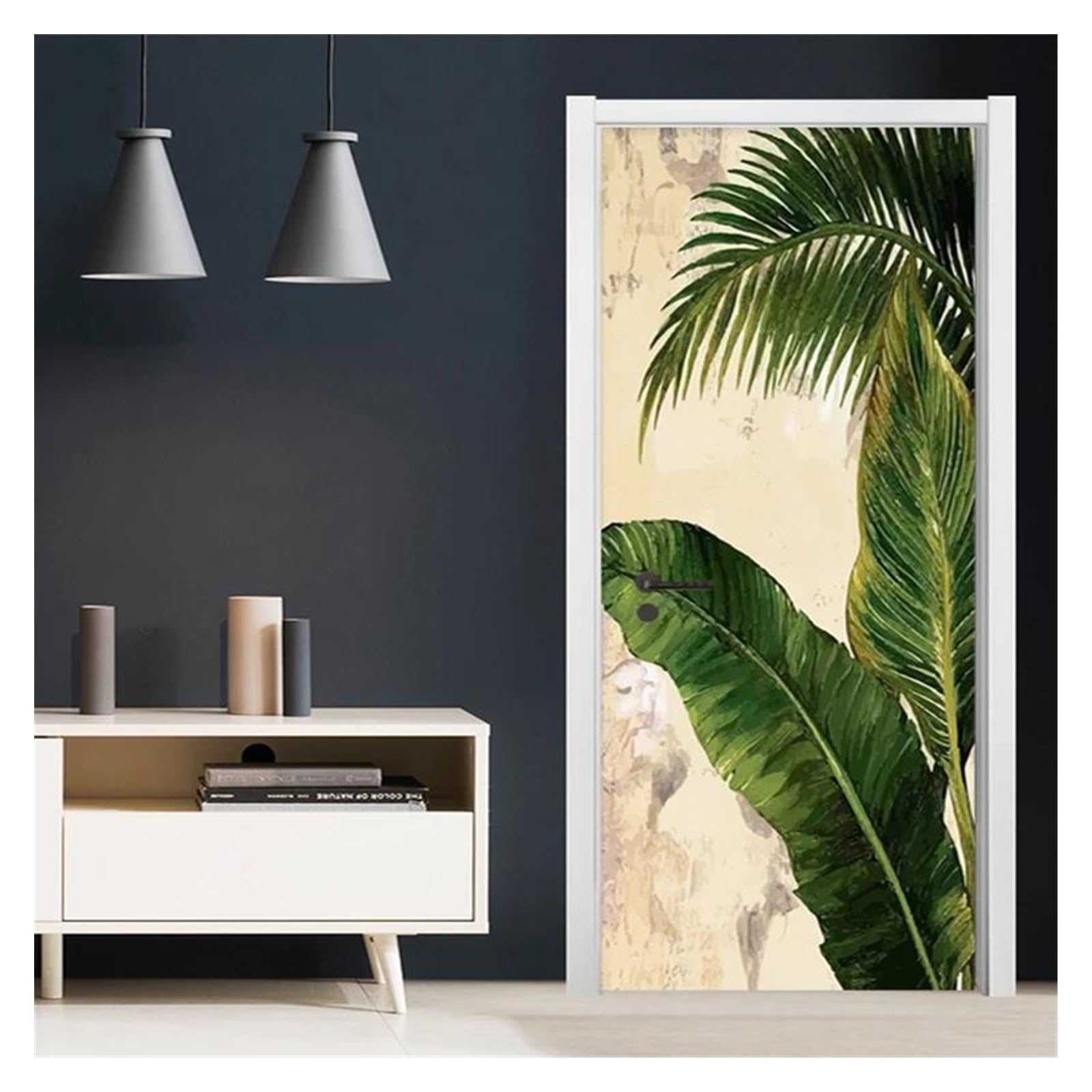 Sticker porte tropical salon pour une ambiance jungle chic et zen