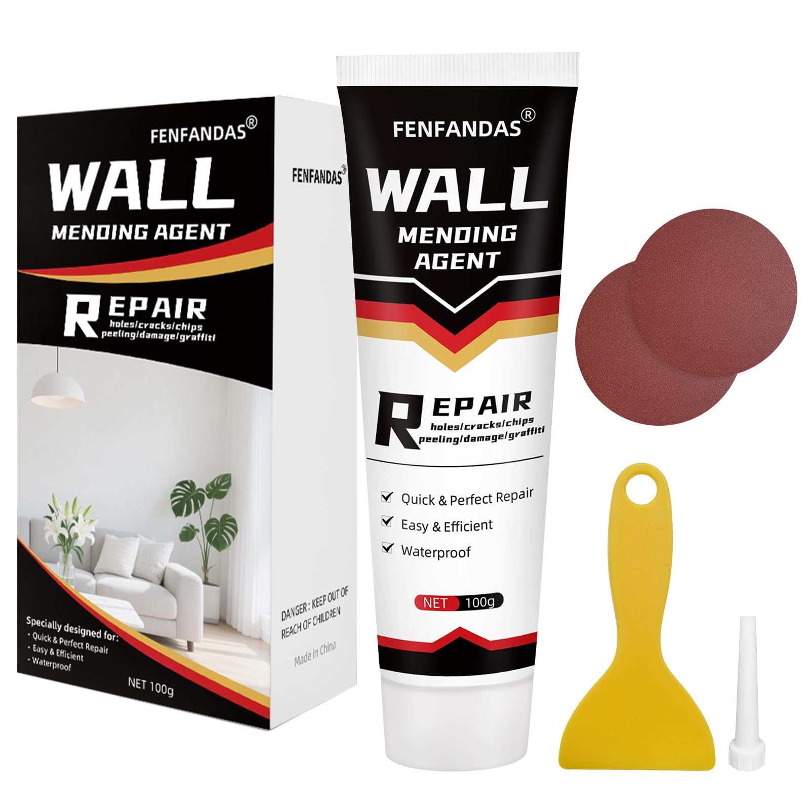 Drywall Putty for Filling Holes and Creak Damage Drywall Patch Nail Hole Filler for Walls Quick and Easy Solution Drywall Repair Kit, Drywall Hole Patch Repair Kit Spackle Wall Repair Kit