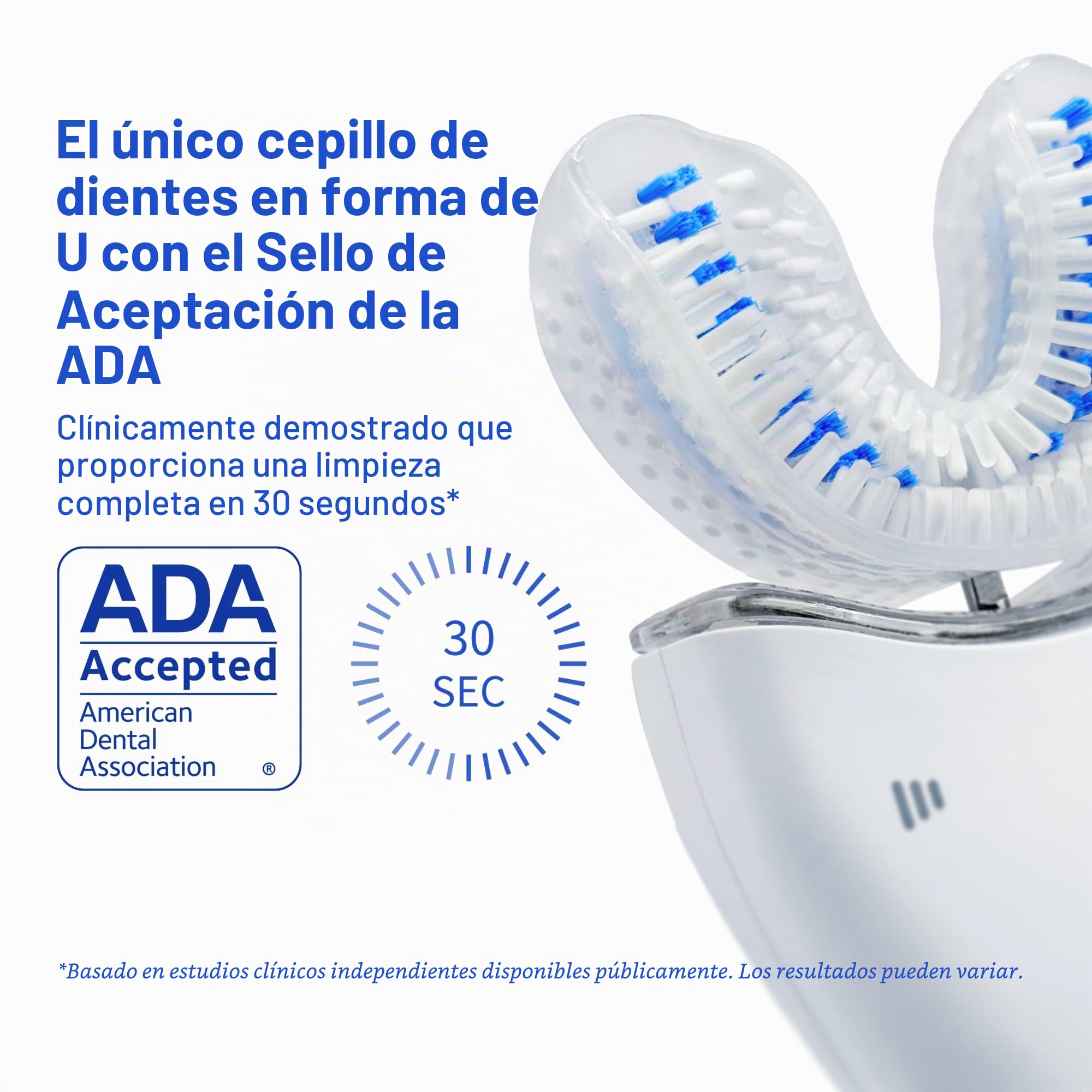 Autobrush Sonic Pro Cepillo de dientes eléctrico – Solo cepillo en forma de U aceptado por ADA, clínicamente probado hasta 5.1 veces mejor limpieza, boca completa 360 grados, recargable, impermeable