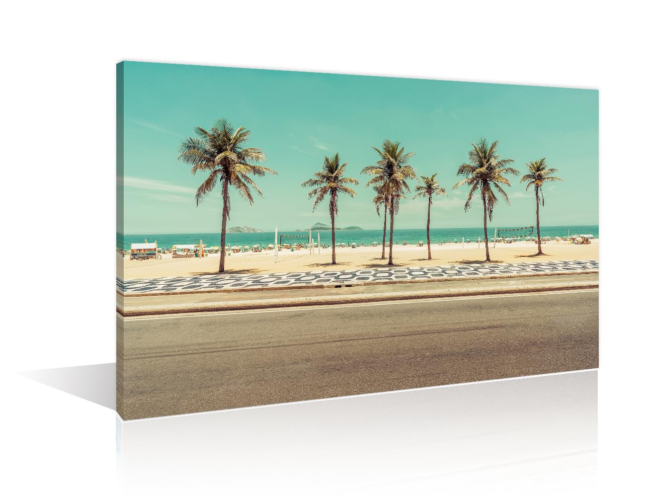 Beach Natural Landscape Canvas Wall Art for Living Room Home Decor Coconut Trees Posters Prints on Canvas Wall Decor for Bedroom Bathroom Office Framed Ready to Hang 12" Wx18 H