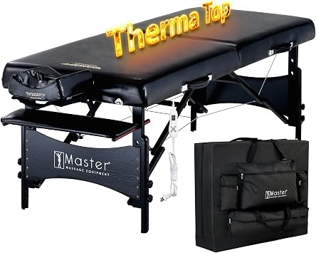 Master Massage 30 Galaxy Therma Top Portable Massage Table for Professional& Home Use, Adjustable Height Travel Massage Bed, Salon Beauty Spa Tattoo Lash Bed with Accessories Black