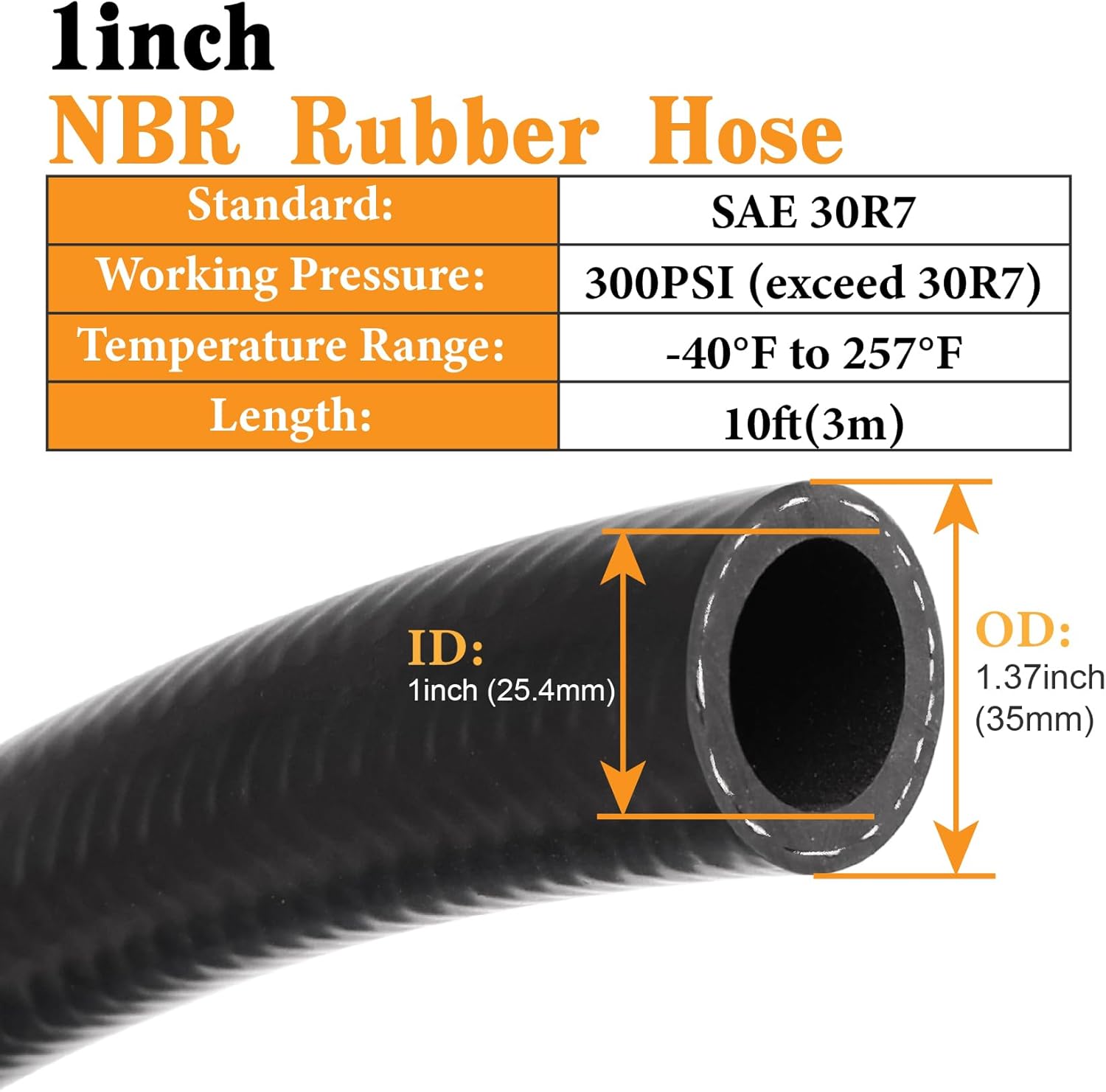 1 inch Fuel Transfer Hose 10FT, Diesel Gas Pump Hoses for Farm Tank Oil Gasoline with Male NPT Swivel