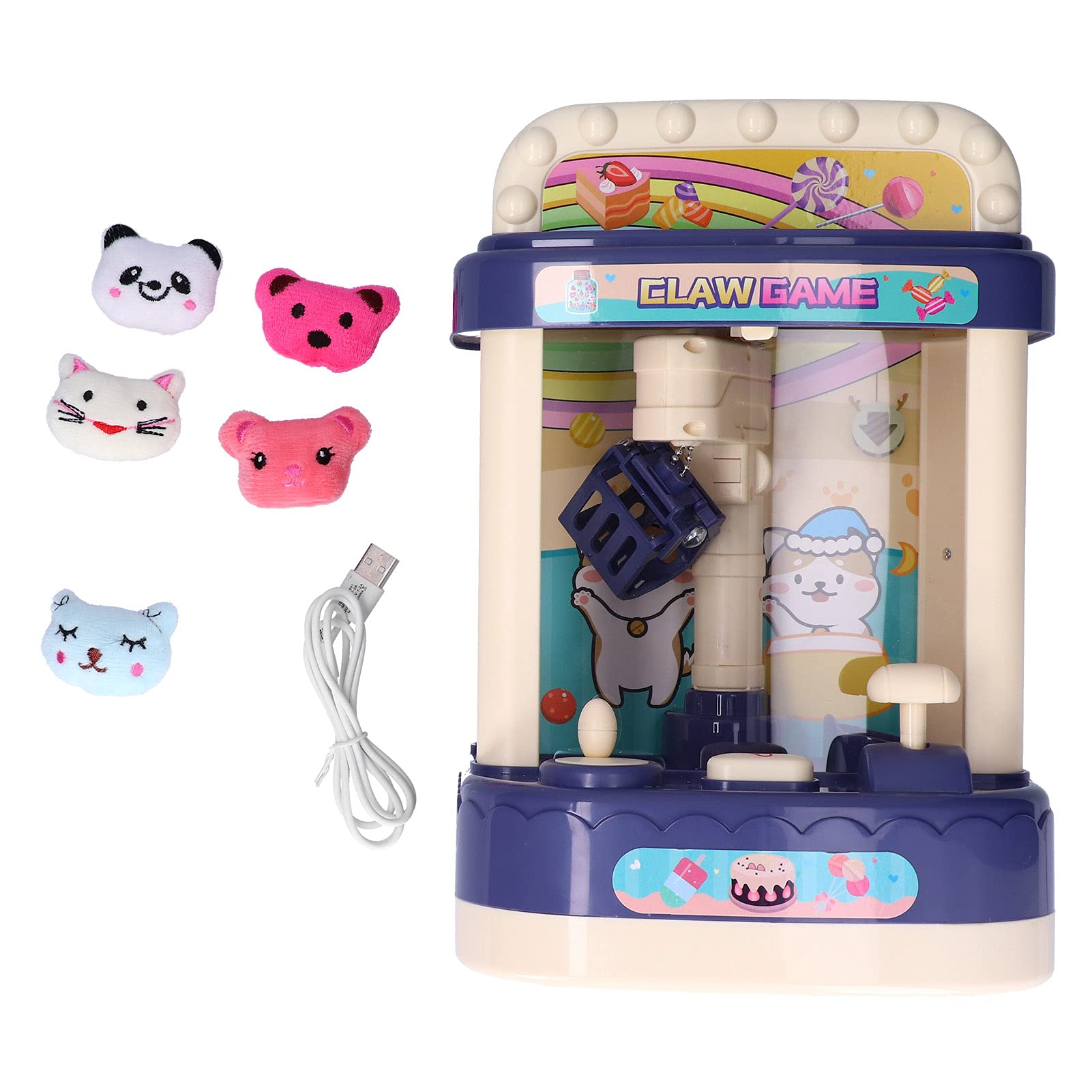 Mini Gioco di Artigli per Bambole di Caramelle per Bambini con Musica Leggera per Il Divertimento in Famiglia a Casa con Materiale ABS Resistente (Mini Macchina per Bambole Blu