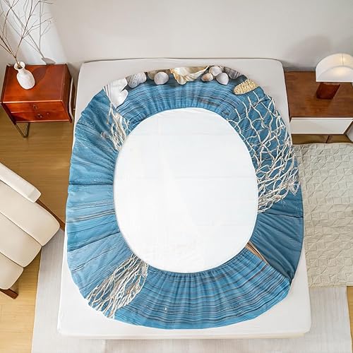 Miniatura 4 de Erosebridal Juego de sábanas Coastal Queen para todas las estaciones, con temática náutica, estilo rústico, estilo casa de campo, juego de ropa de