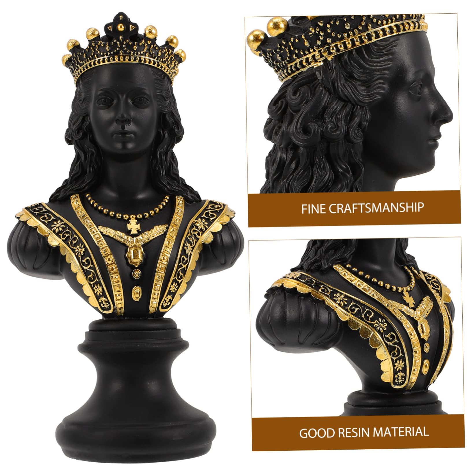 Scultura Creativa di Scacchi in Resina Sintetica Nera, Decorazione Elegante da Scrivania Superficie Liscia, per Ufficio e Club Hotel