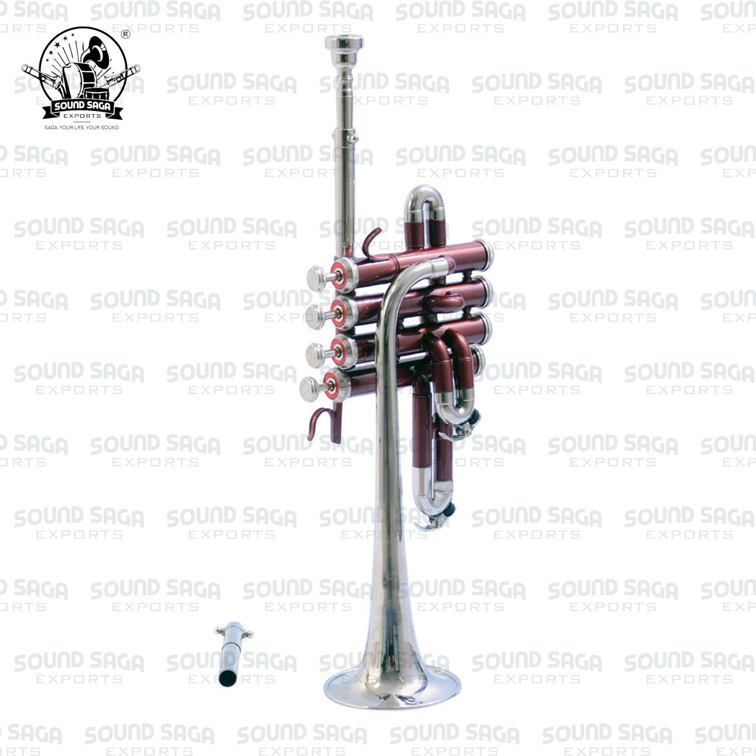 Piccolo Bb Pitch Trumpet Including Mouthpiece and Carry Case (Red Silver)