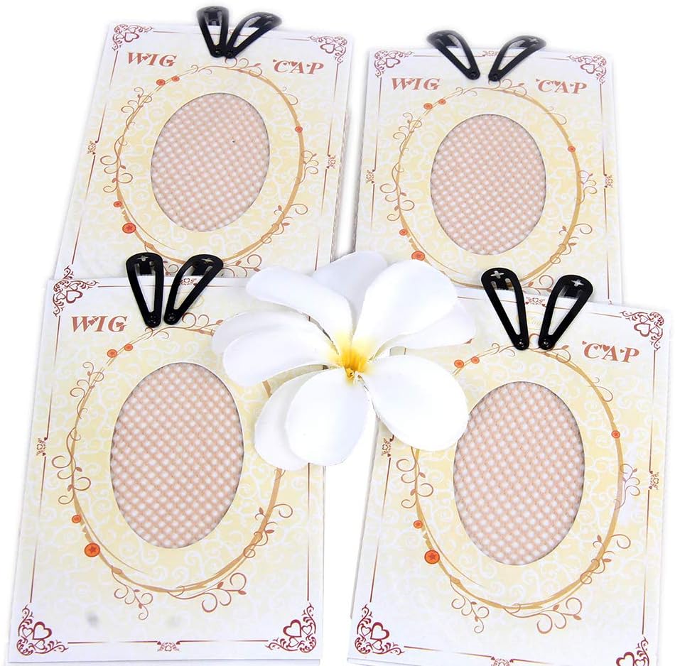 4 Pack Wig Caps Elastic Mesh Open End Wig Net Hairnet Snood Hair Wig Weaving Cap Netural Nude Beige