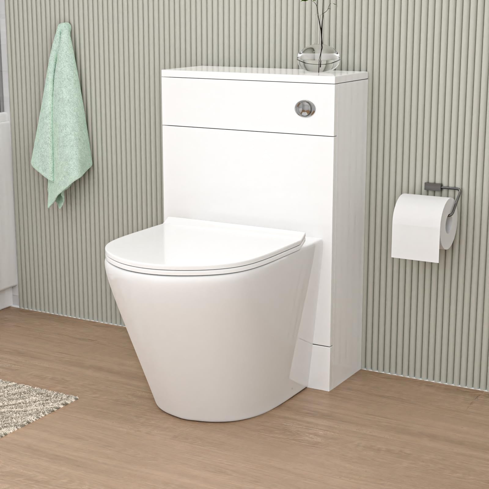 Nes Home 500Mm Back To Wall Rimless Toilet With Wc Unit Gloss White