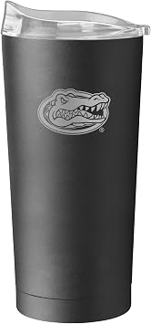 Logo Brands NCAA Florida Gators 20oz Etch Powder Coat Tumbler - Double-Wall Insulated, Non-Slip Base, and High Lip Slider Lid