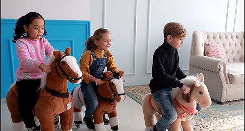 Vista 2 de UFREE Horse Best Birthday Gift for Girls. Ride on Walking Horse Toy, Height 36 inch for Children 4 to 9 Years Old, Amazing Birthday Surprise.(White