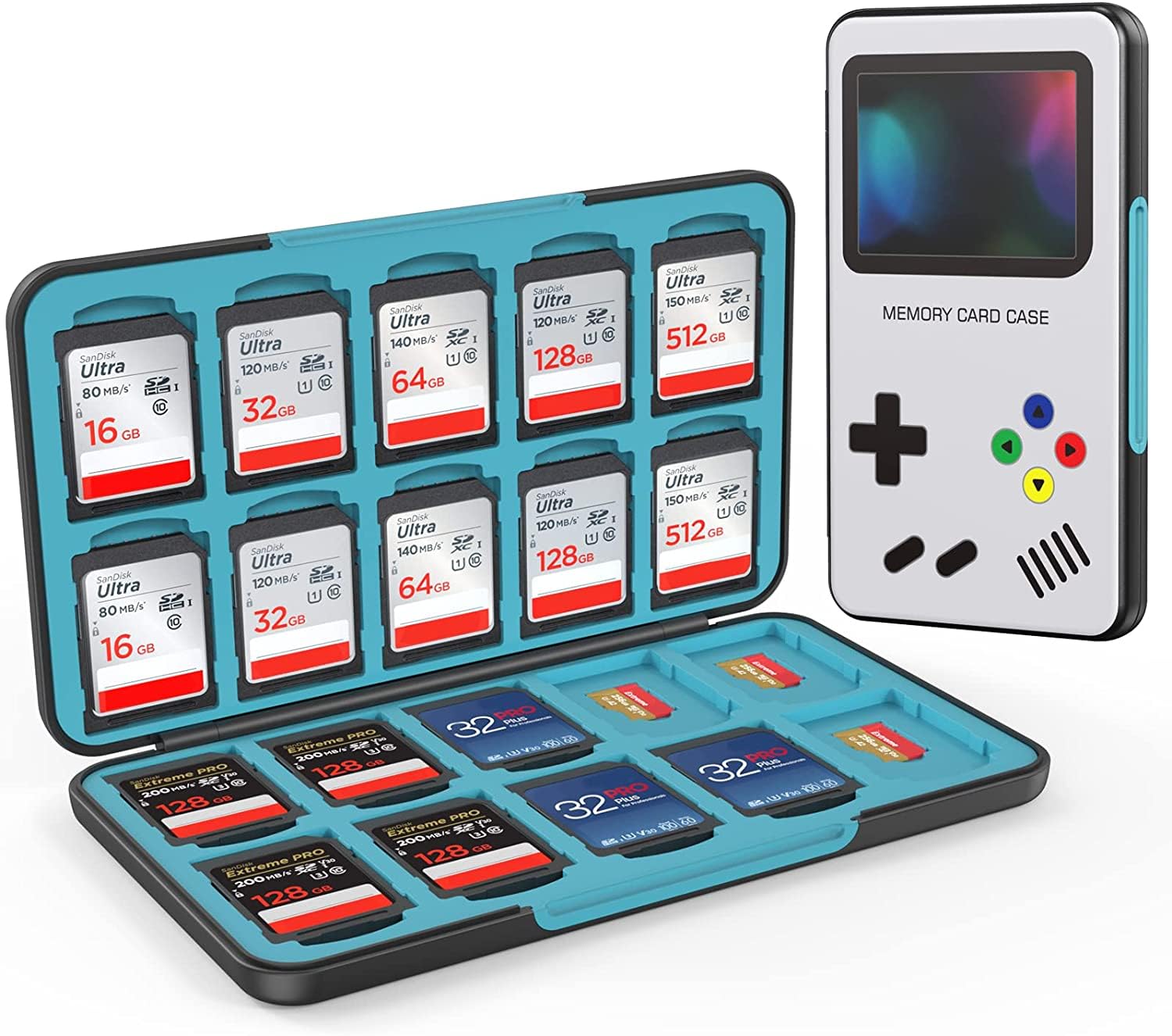 Portable SD Card Storage Case For 20 SDXC & 20 TF Cards - Lightweight Design