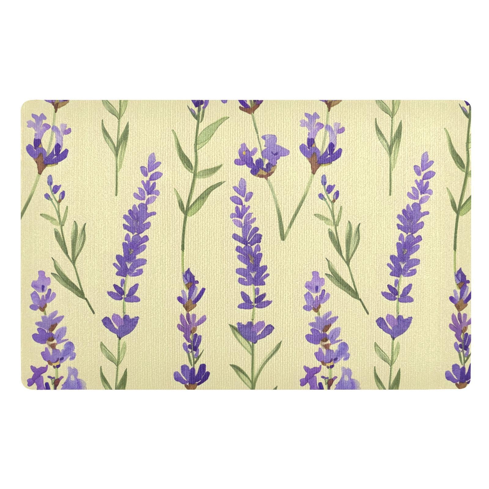 Paillasson lavable et absorbant 50x80cm antidérapant avec motif lavande