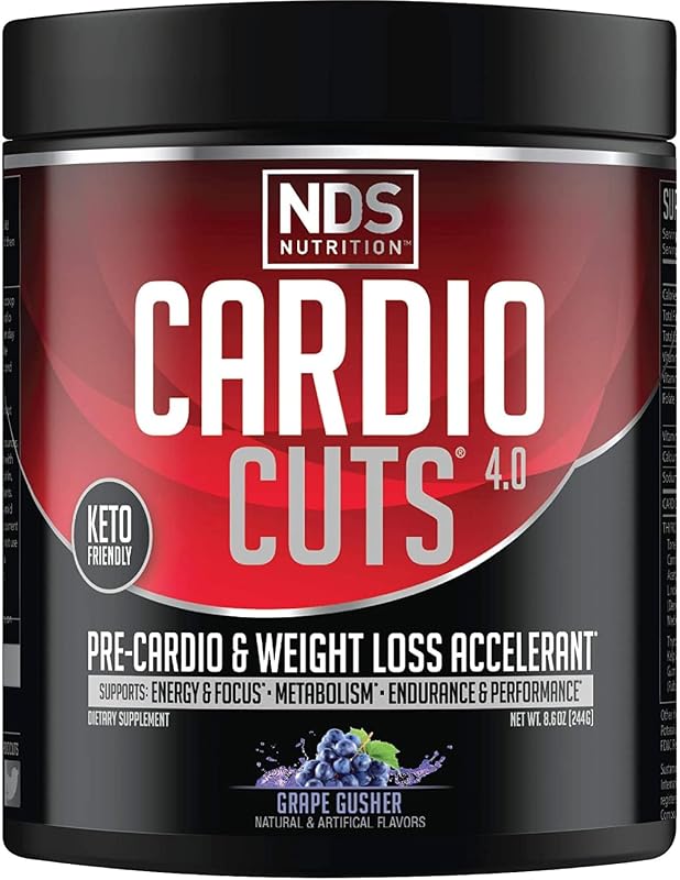 Cardio Cuts Pré-treino em pó com L-carnitina, CLA e MCTs, sabor uva, 40 porções