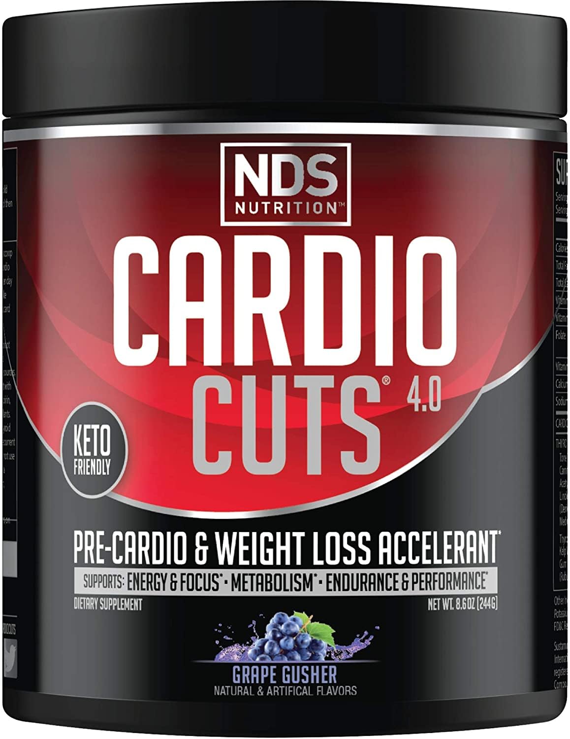 NDS Nutrition 4.0 Pre Workout Supplement - Advanced Weight Loss and Pre Cardio Formula with L-Carnitine, CLA, MCTs, L-Glutamine, and Safflower Oil - Grape (40 Servings)