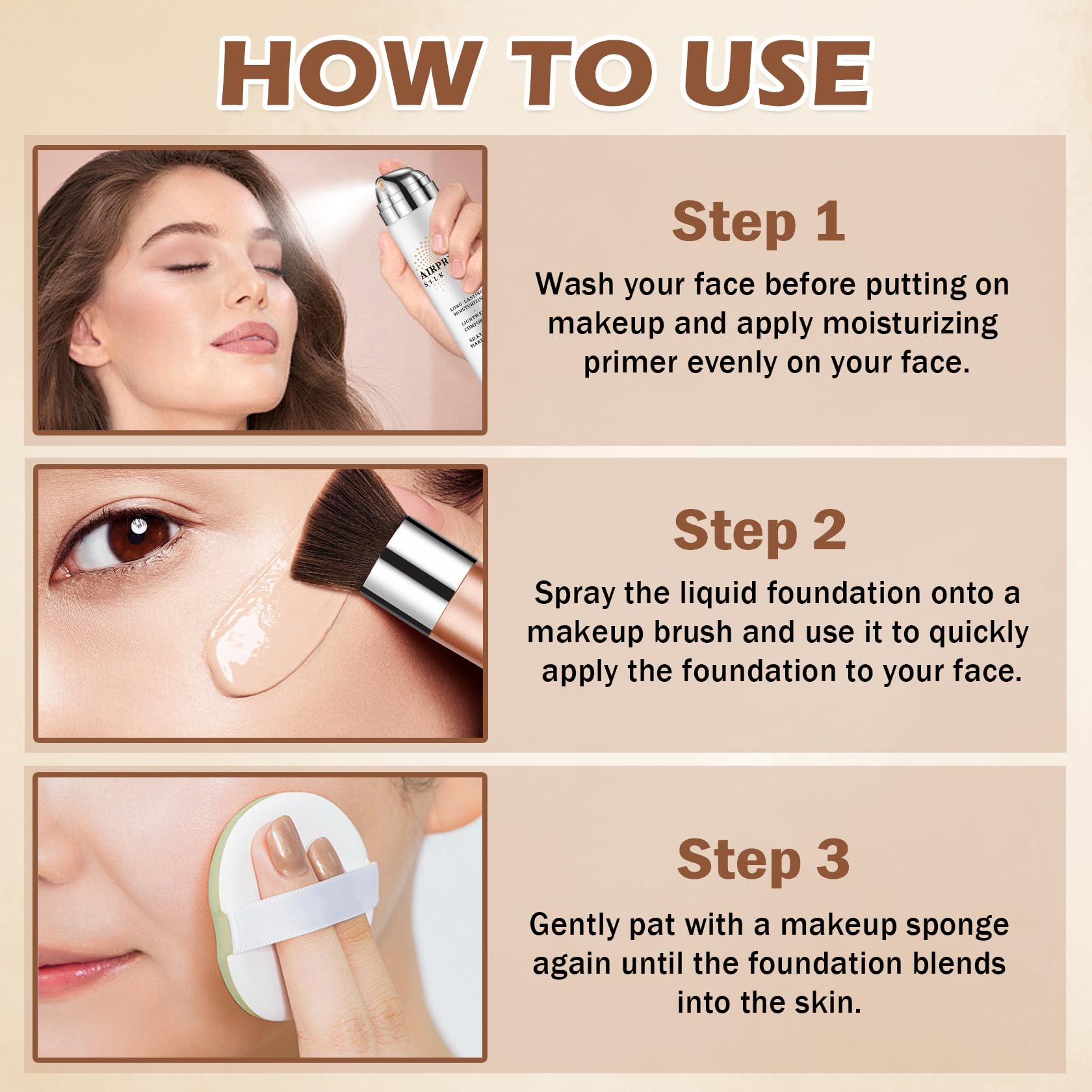 Magic Minerals - Base de maquillaje para aerógrafo e imprimación para rostro, base de cobertura completa para piel madura, maquillaje hidratante con aerógrafo (02 beige) 6