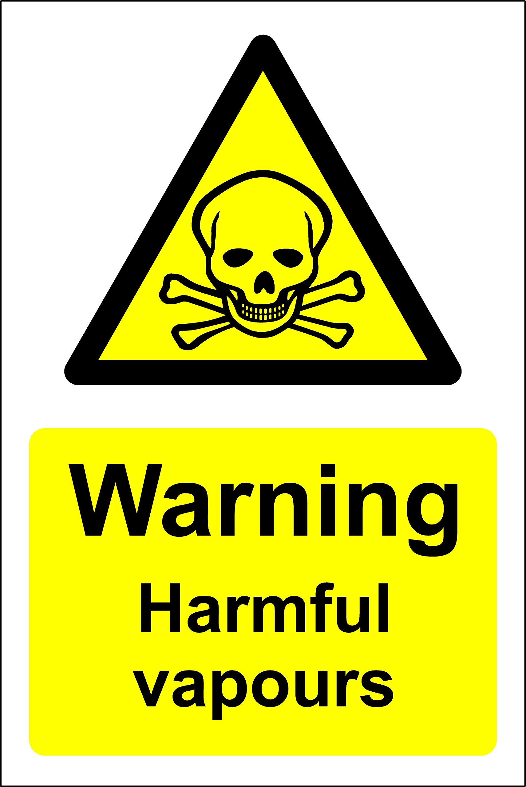 Kpcm Display Ltd Warning Harmful Vapours Safety Sign - 1.2Mm Rigid Plastic 400Mm X 300Mm