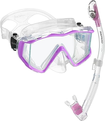 Miniatura 4 de Rapido Boutique Collection - Máscara de esnórquel panorámica con lente de vidrio templado de alta calidad, diseño italiano, antivaho y vista