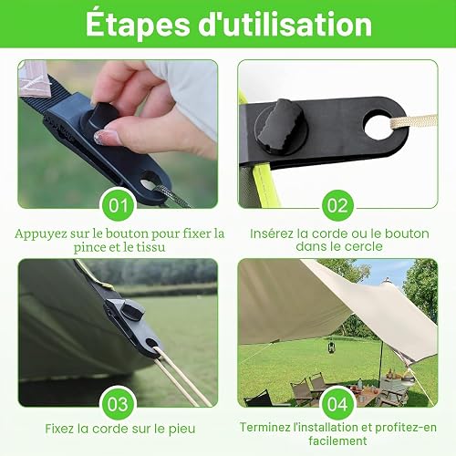 Lot de 10 Clips de bâche résistants, Design en Dents de Scie, Accessoires pour Tente, Pince pour Bâche, Attache Bâche Piscine, Polyvalent pour Camping et Extérieur - 5